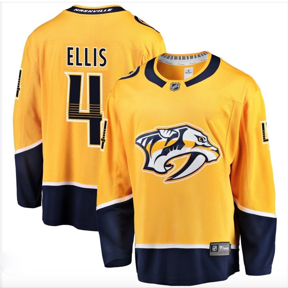 Fanatics NHL Ryan Ellis 4 Gold Nashville Predators Breakaway Home Jersey